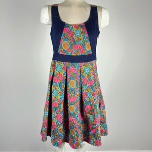 Just B Boho Floral Paisley Mini Dress Navy Orange S